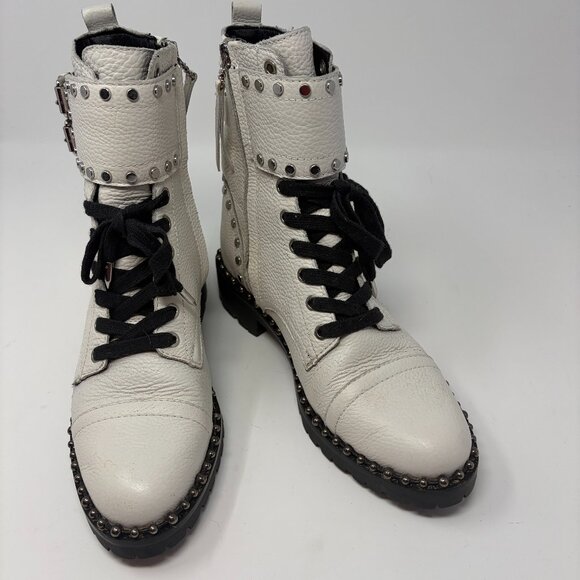EXCELLENT CONDITION Sam Edelman Jennifer Studded Combat Boots Bright White Sz: 6 - Picture 2 of 13